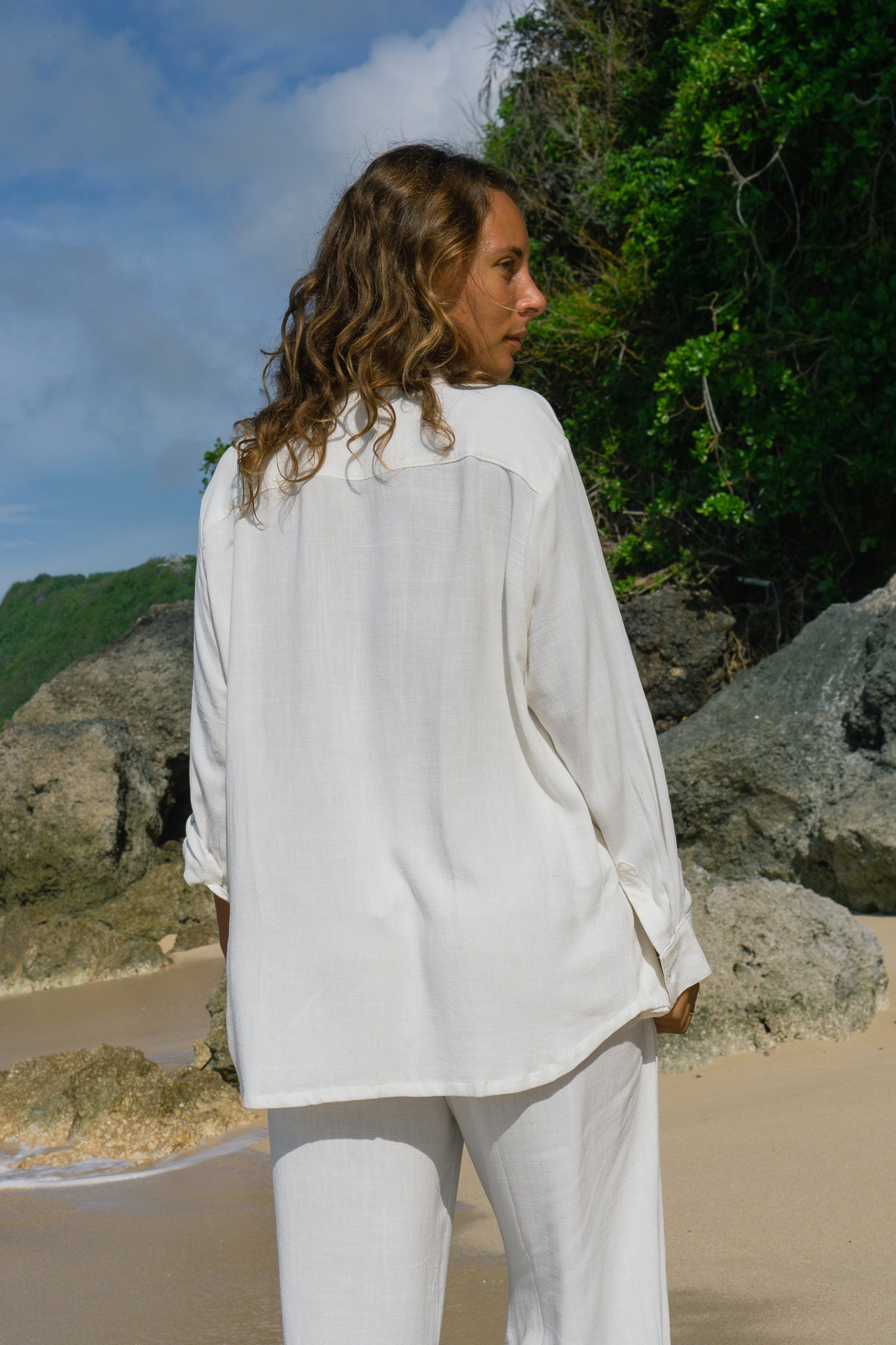 White Linen Shirt for Women Fair Made in Bali