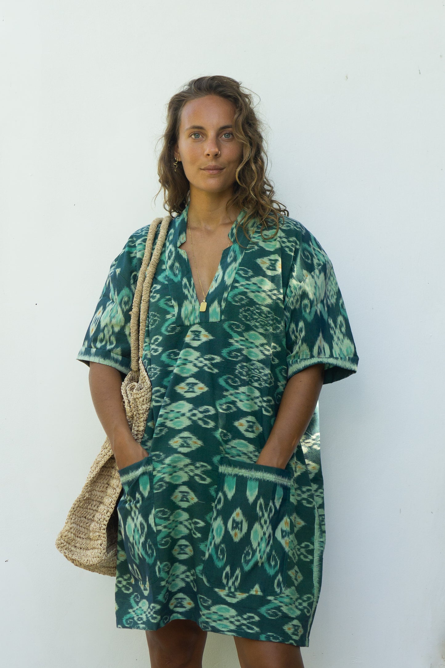 Cotton Beach Dress Oversize Blue Sustainable made in Bali