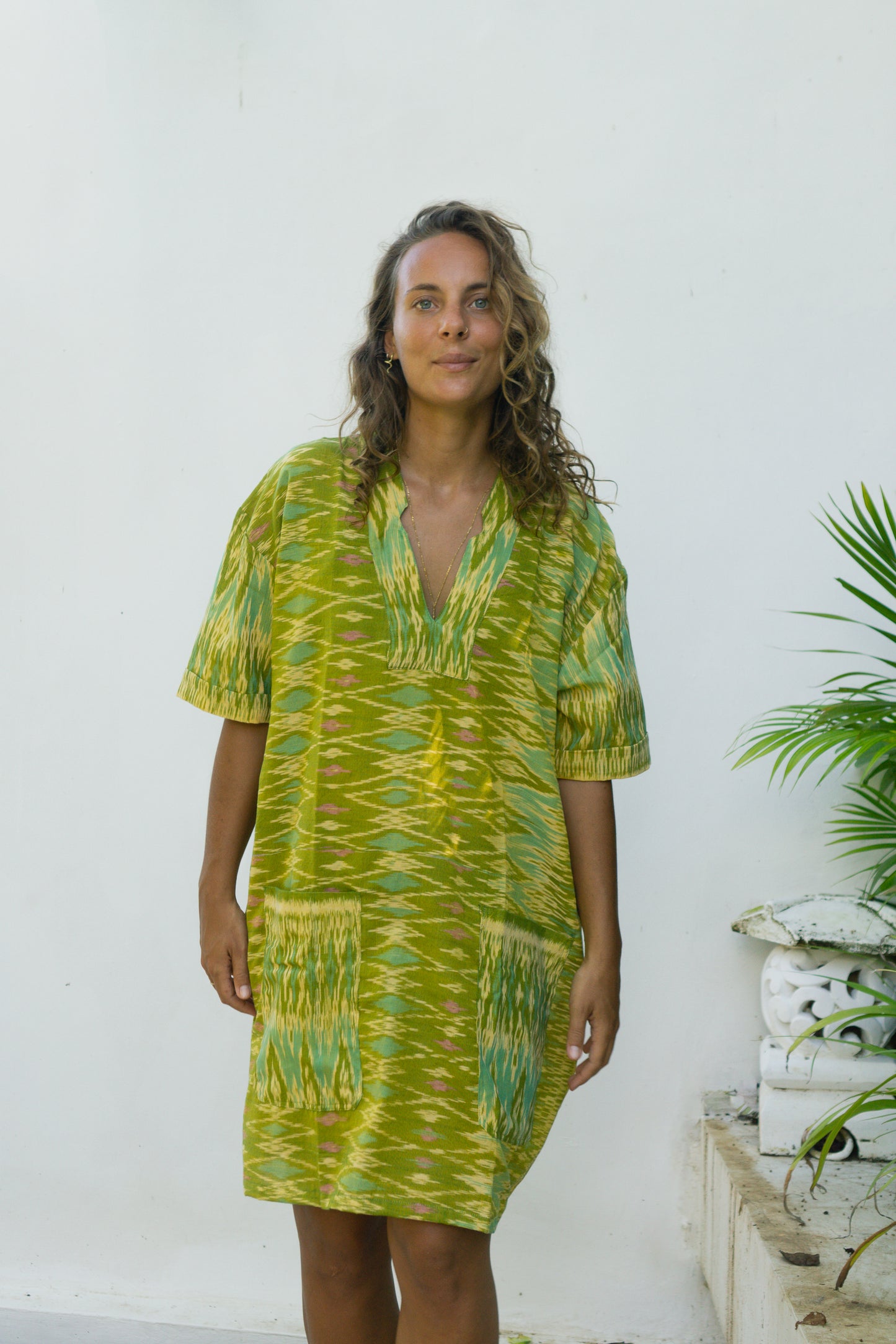 Balinese Cotton Fabric Dress SUN ON Designs Green