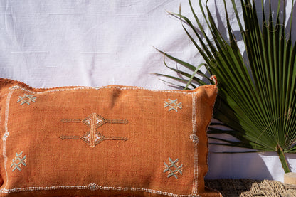 LUMBAR Sabra Silk Large Moroccan Sabra CACTUS Cushion Orange