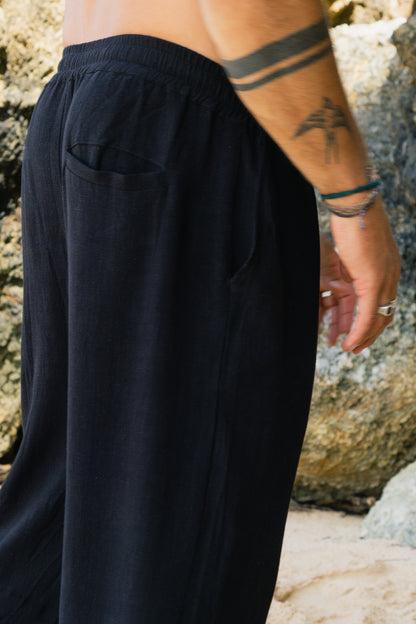 Casual Linen Pants in Black Handmade in Bali 