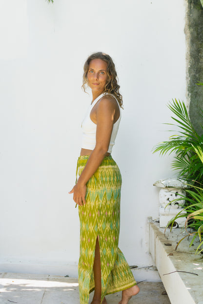 SUN ON Designs Long Cotton Skirt Green Handmade