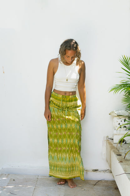 Green Cotton Skirt Beach Wear Colorful SUN ON Designs