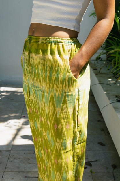 Green Cotton Skirt Handwoven in Bali SUN ON Designs 