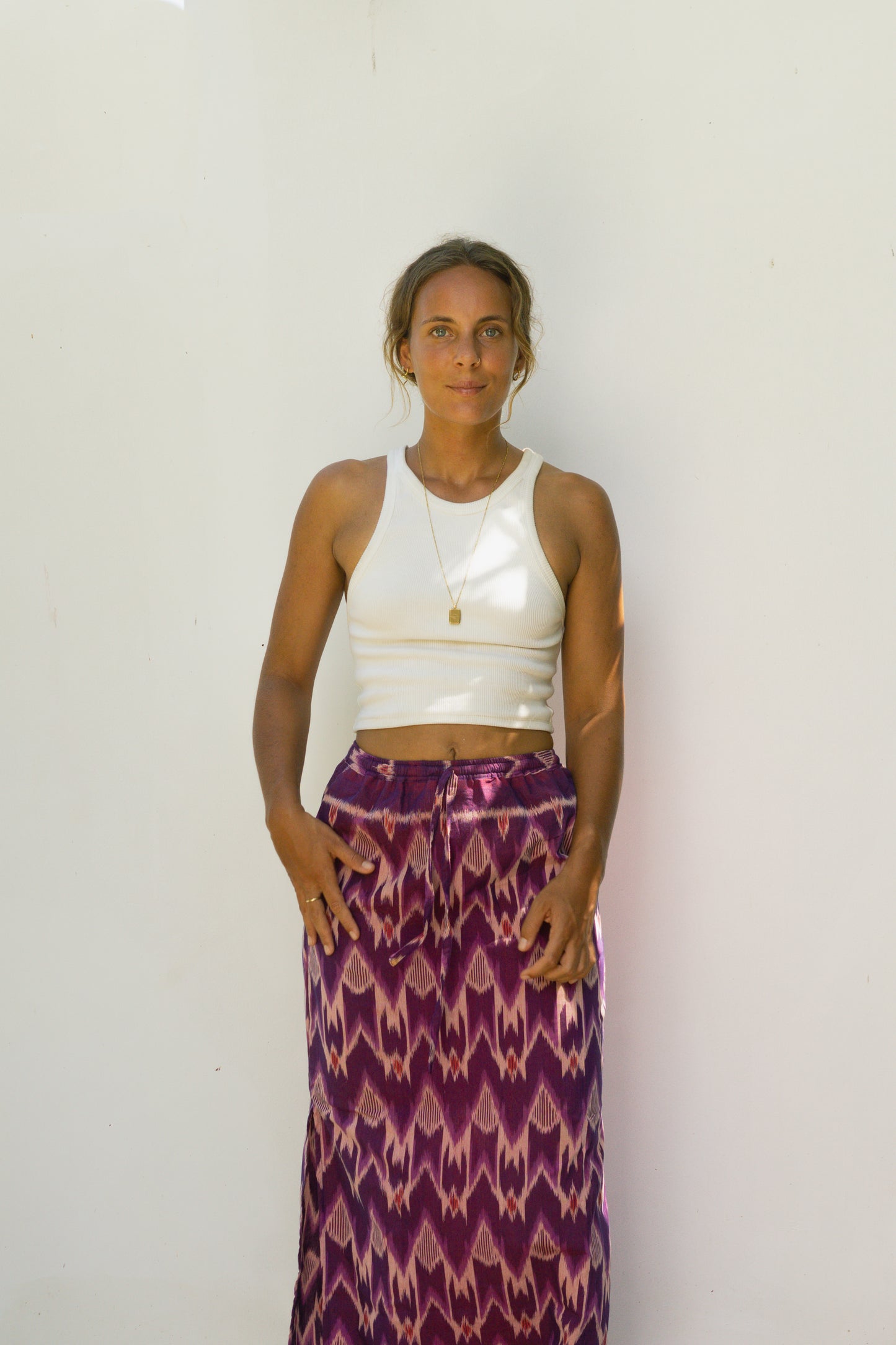 Purple Cotton Skirt Handwoven in Bali SUN ON Designs