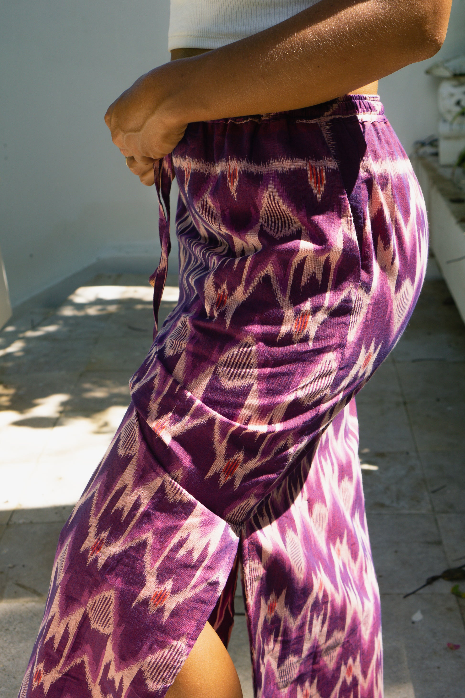 Handwoven Cotton Skirt in Purple for Women Made in Bali