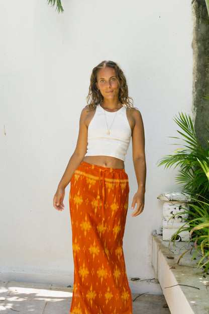 Beach Skirt in Rusty Red Handwoven in Bali