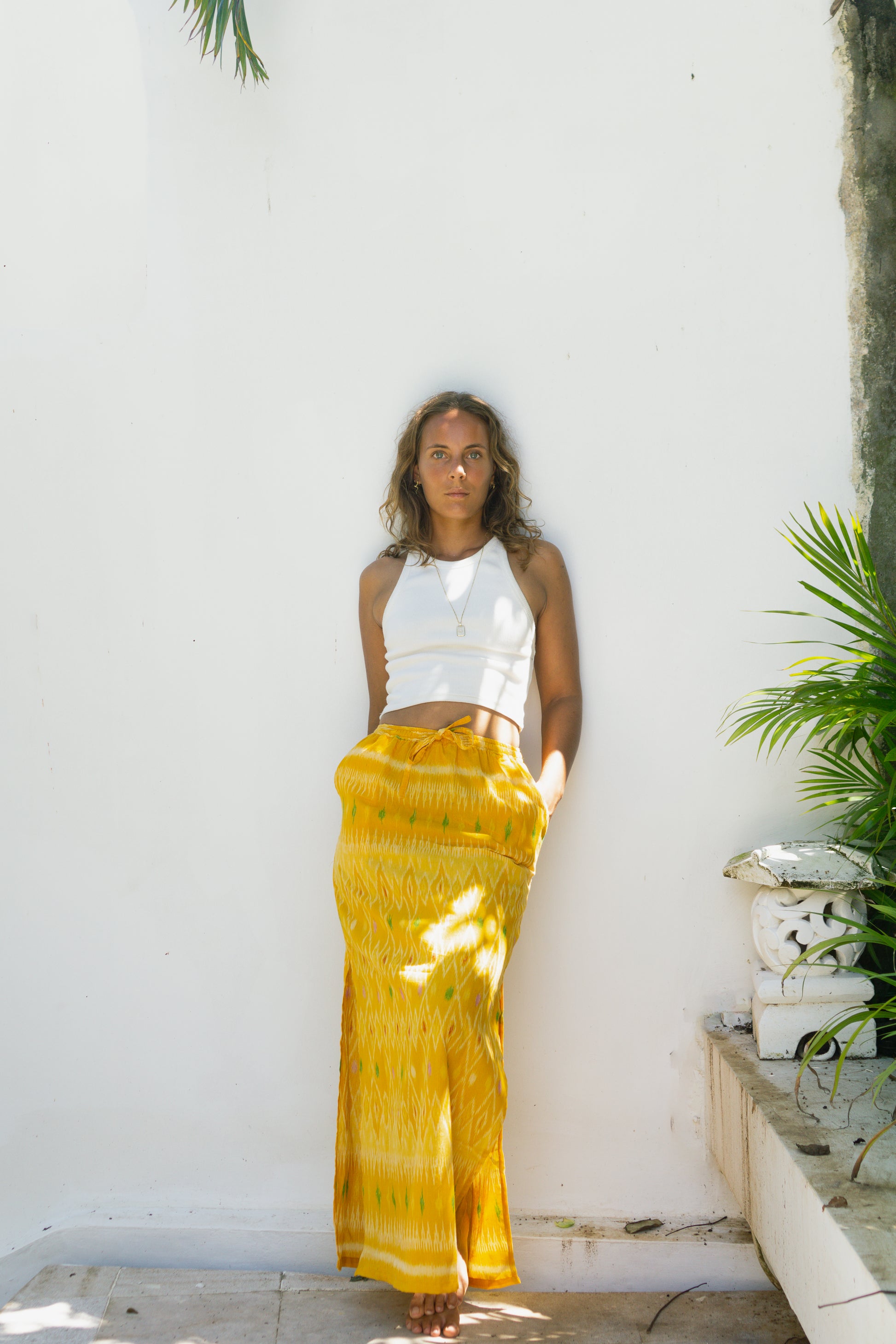 Handwoven Long Cotton Skirt in Yellow SUN ON Designs