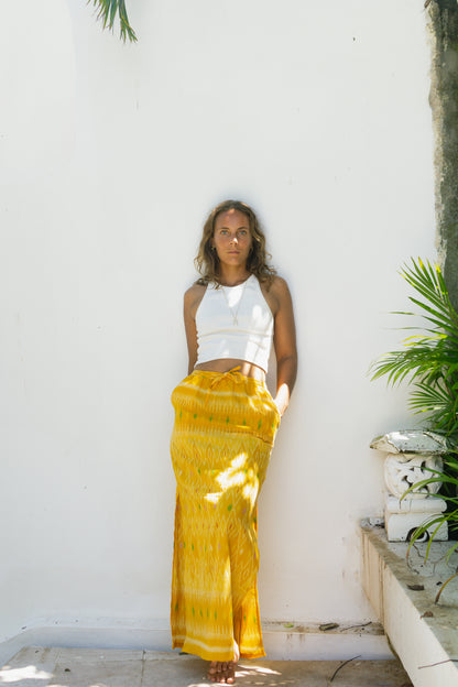 Handwoven Long Cotton Skirt in Yellow SUN ON Designs