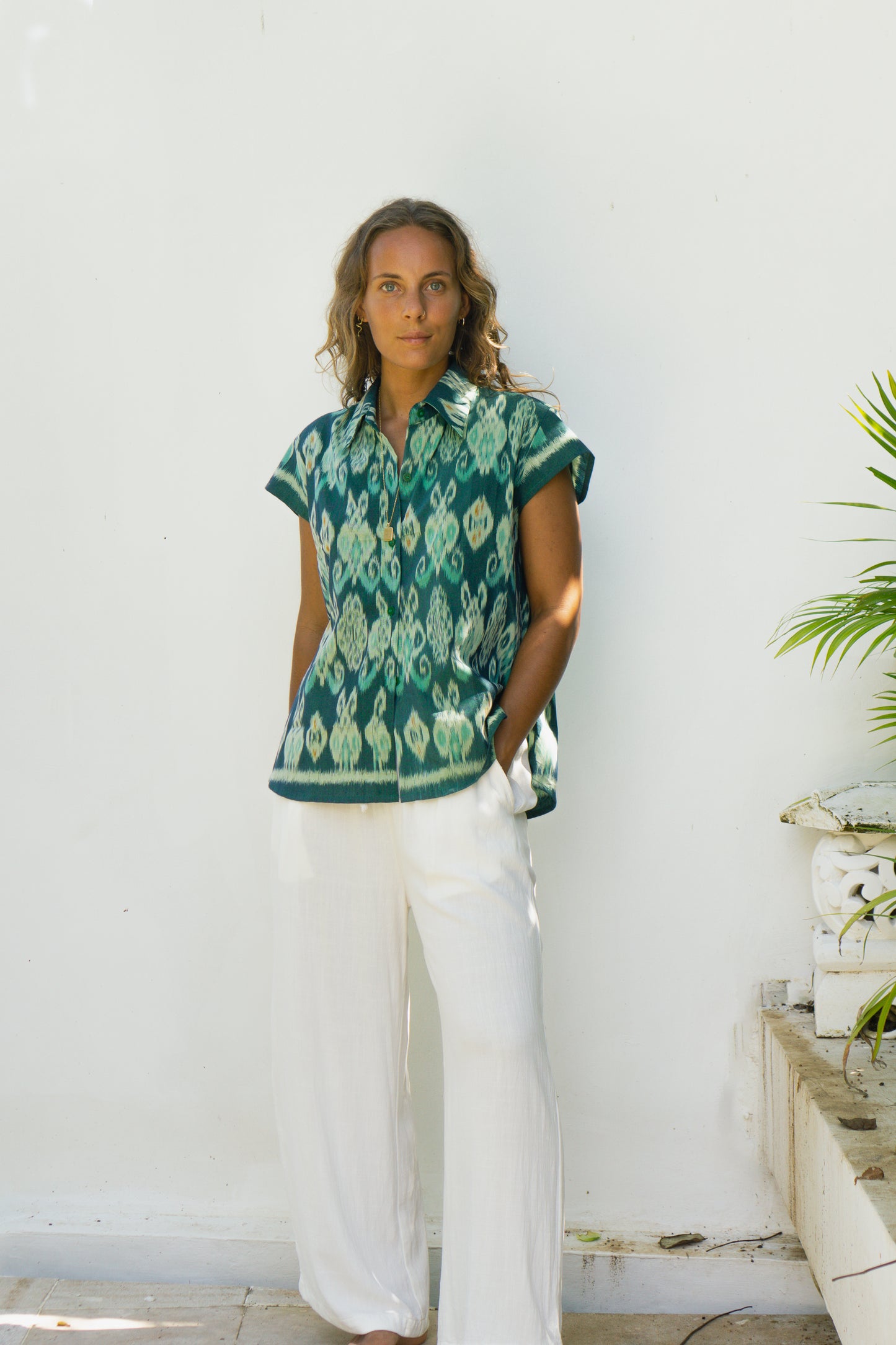 Light Cotton Shirt for Women Handwoven in Bali