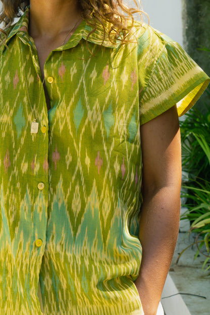 Light Cotton Shirt for Women in Green SUN ON Designs