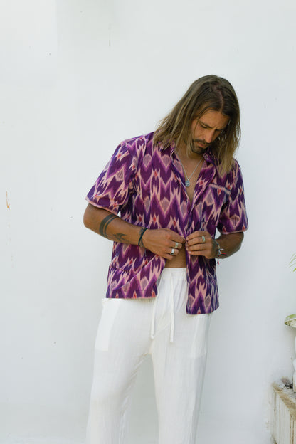 Relaxed Cotton Shirt for Men in Lavendel Fair Made in Bali