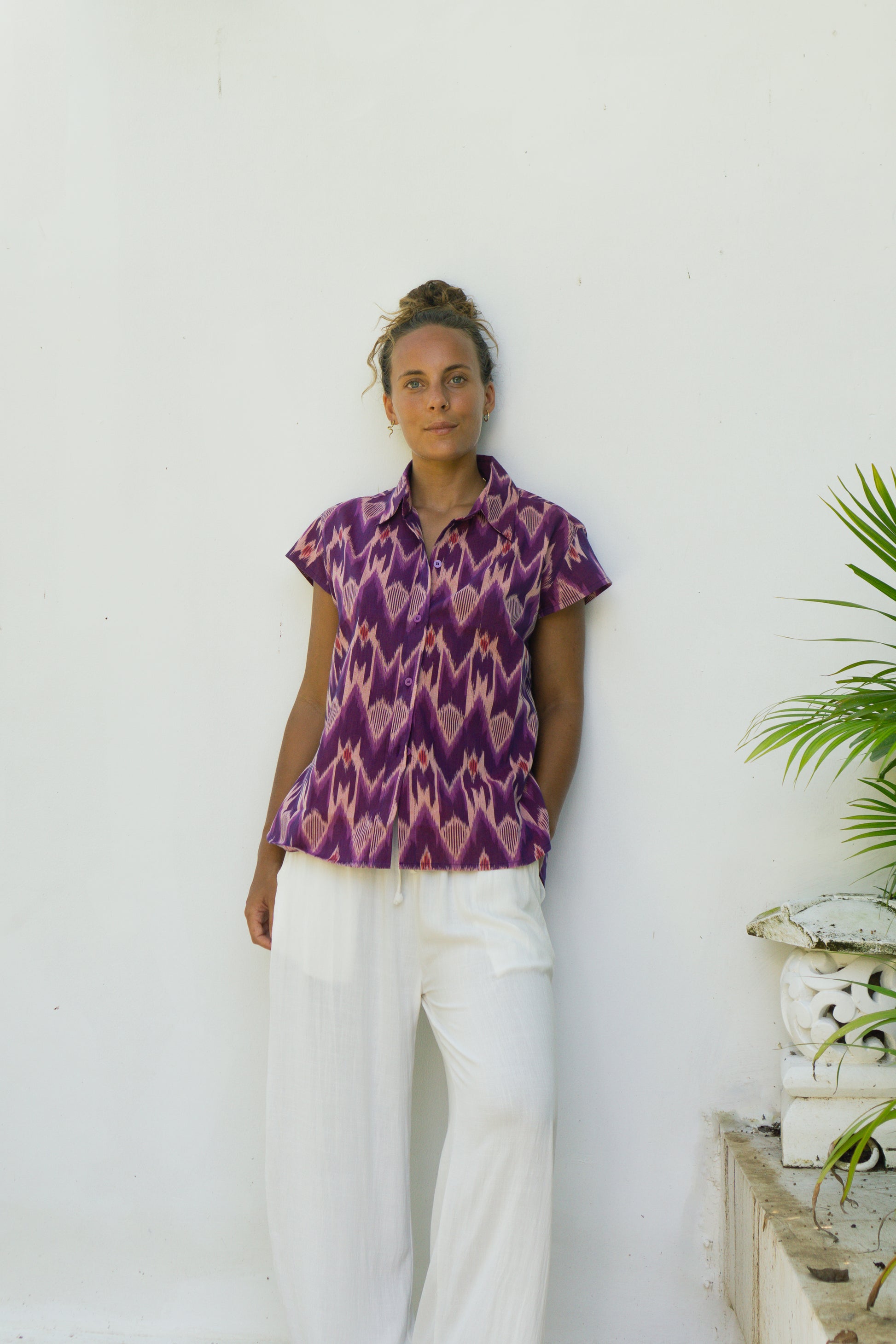 Handmade Cotton Shirt for Women in Lavendel Made in Bali