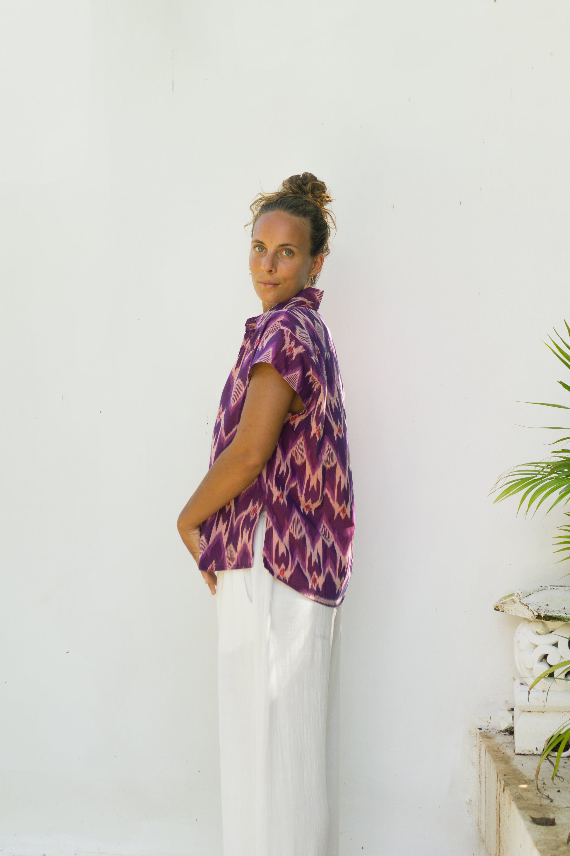 Fair Fashion Handmade in Bali Purple Cotton Shirt Women