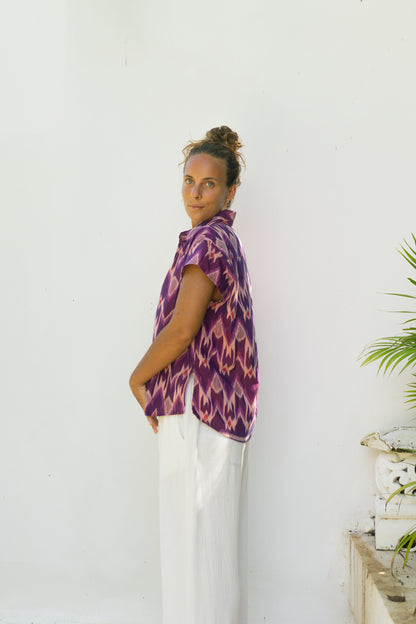 Fair Fashion Handmade in Bali Purple Cotton Shirt Women