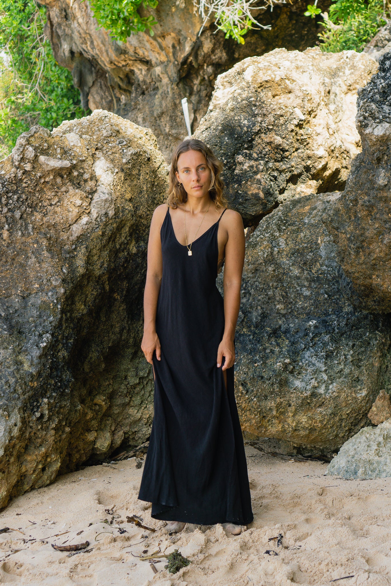 Feminine Black DEWI DRESS made out of Linen | Fair & Limited SUN ON Designs Feminine Black DEWI DRESS made out of Linen | Fair & Limited SUN ON Designs