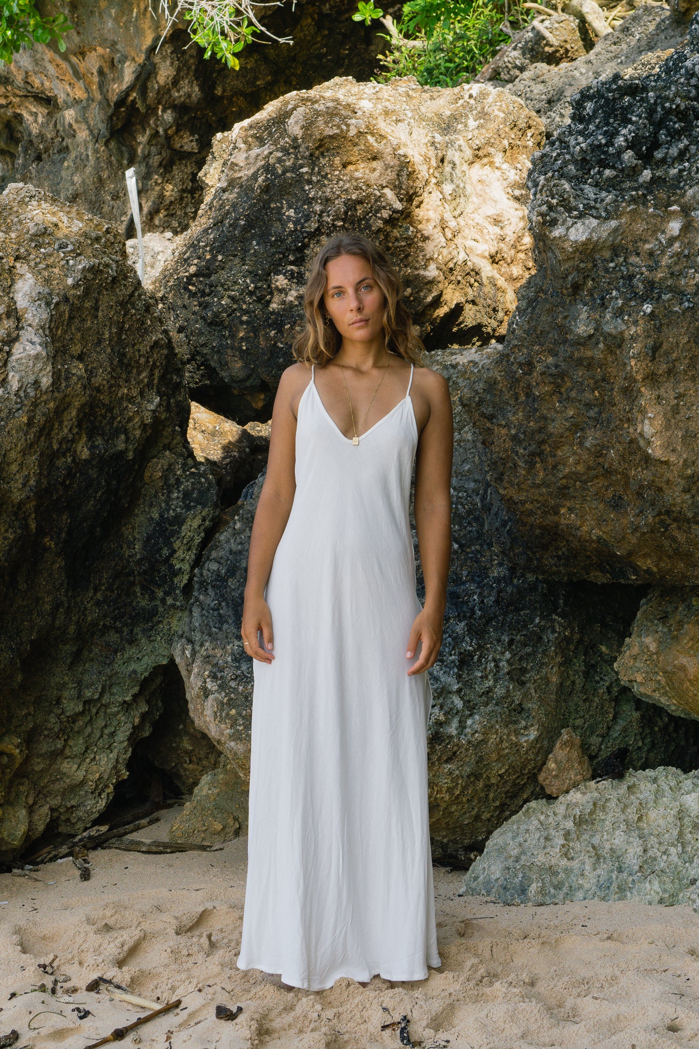 Feminine White long Dress Linen Beach Wear Fair Bali