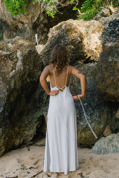 Long White DEWI DRESS Beach Wear | Handmade in Bali SUN ON Designs Long White DEWI DRESS Beach Wear | Handmade in Bali SUN ON Designs