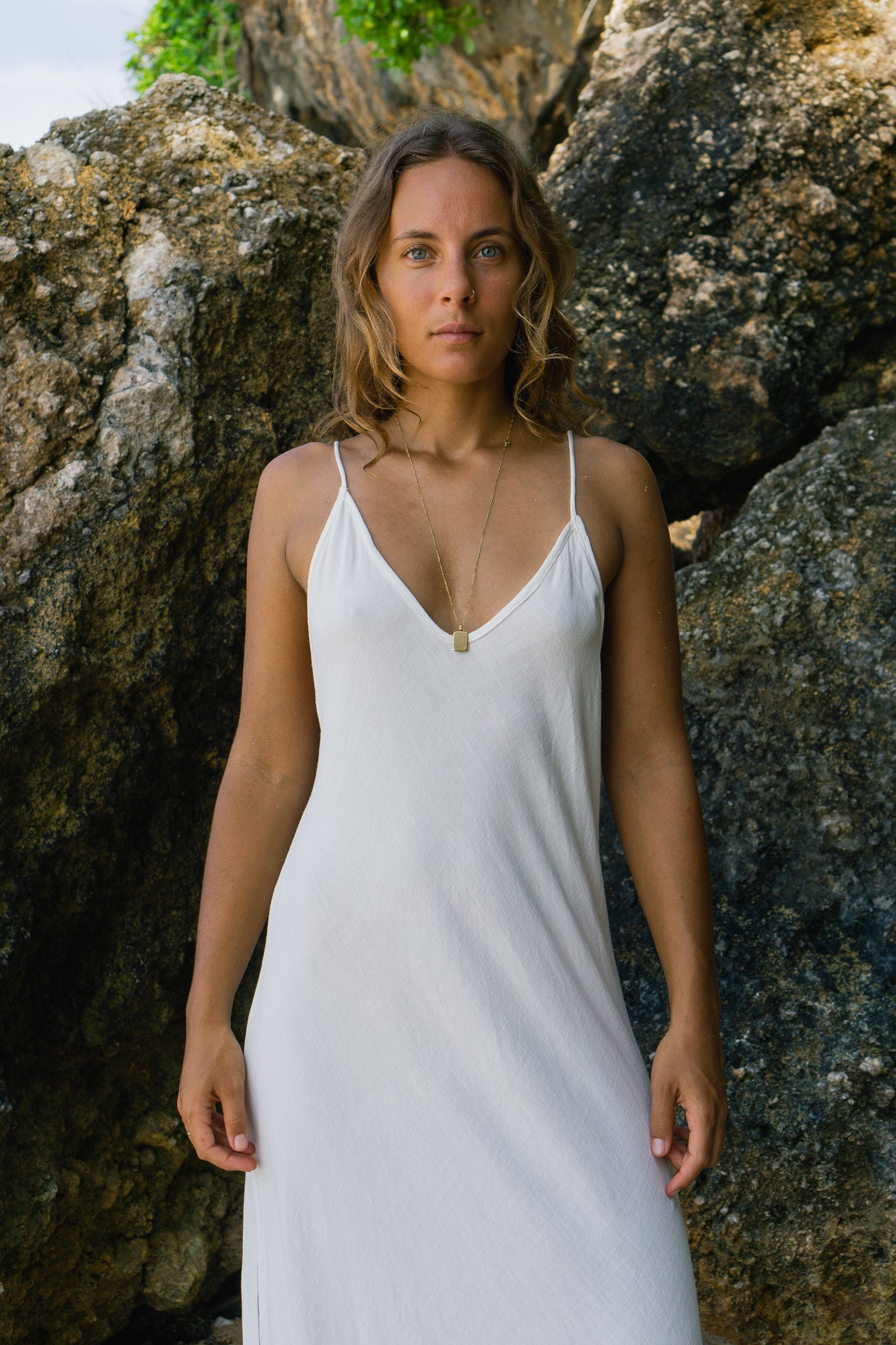 White Linen Dress Made in Bali SUN ON Designs