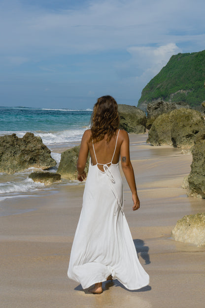Long White DEWI DRESS Beach Wear | Handmade in Bali SUN ON Designs Long White DEWI DRESS Beach Wear | Handmade in Bali SUN ON Designs