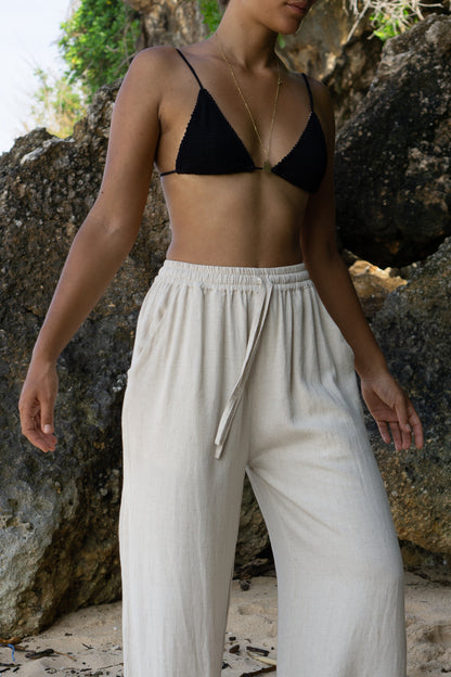 Classy Linen Pants Off White Beach Wear from Bali